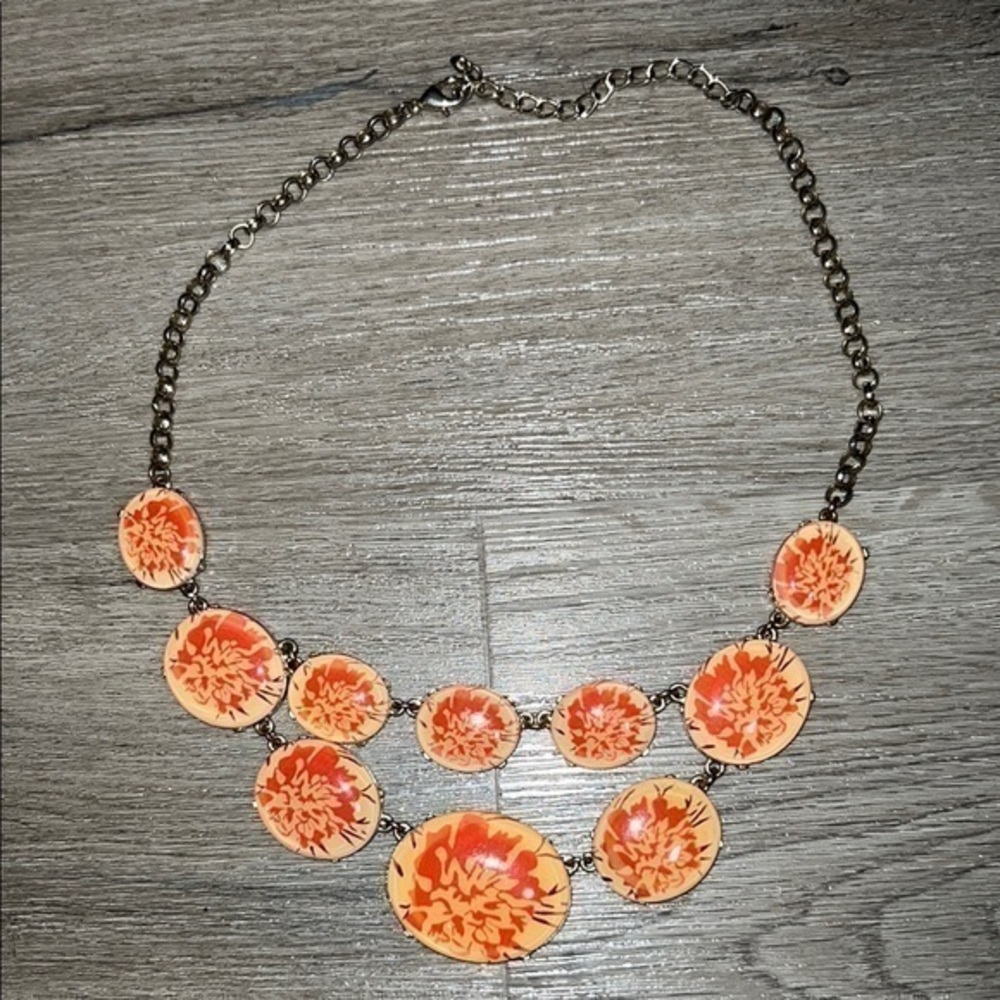 Elegant Orange Floral Necklace